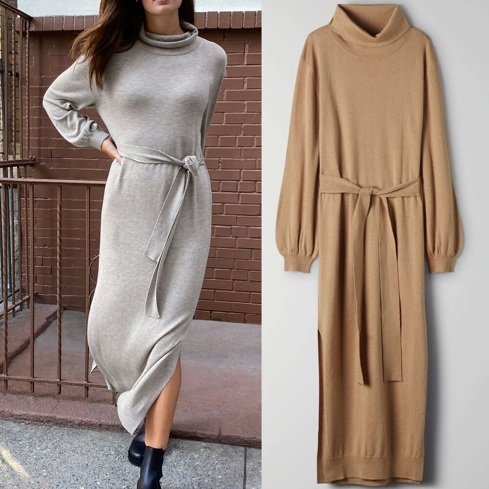 ARITZIA BABATON Ono Dress Long Sweater Small “Tannin”